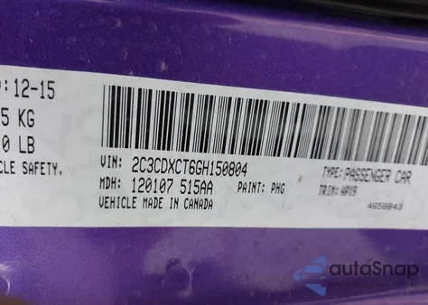 2016 Dodge Charger R/T из США, поврежденный, VIN 2C3CDXCT6GH150804